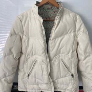 Ruff Hewn Cream Quilted Puffer Jacket with Zip Pockets- Reversible
